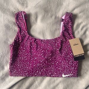 Nike Reversible Swim Purple Polka Dot Scoop Neck Bikini Top